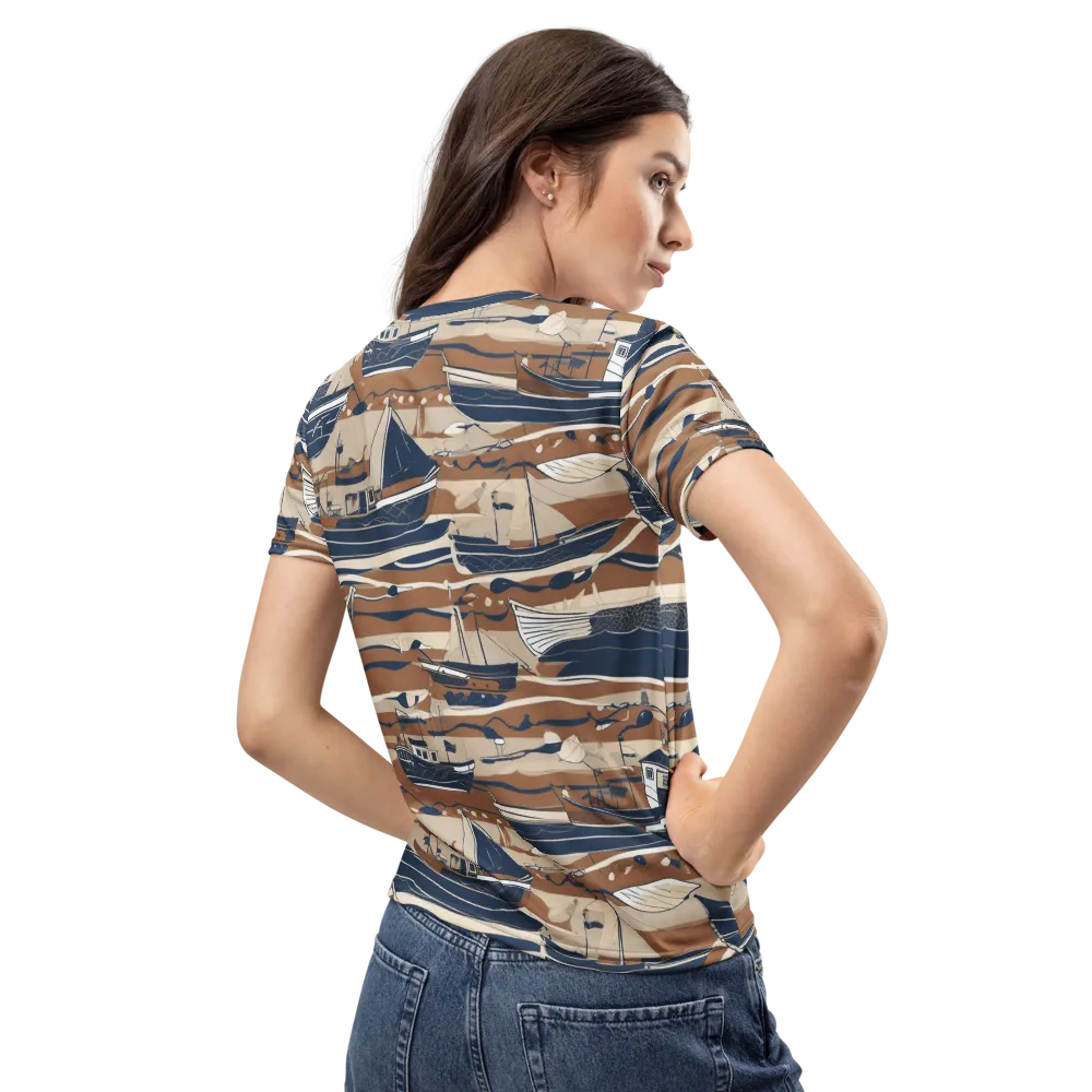 Harbor Blue on Women's Crew Neck T-Shirt — Back