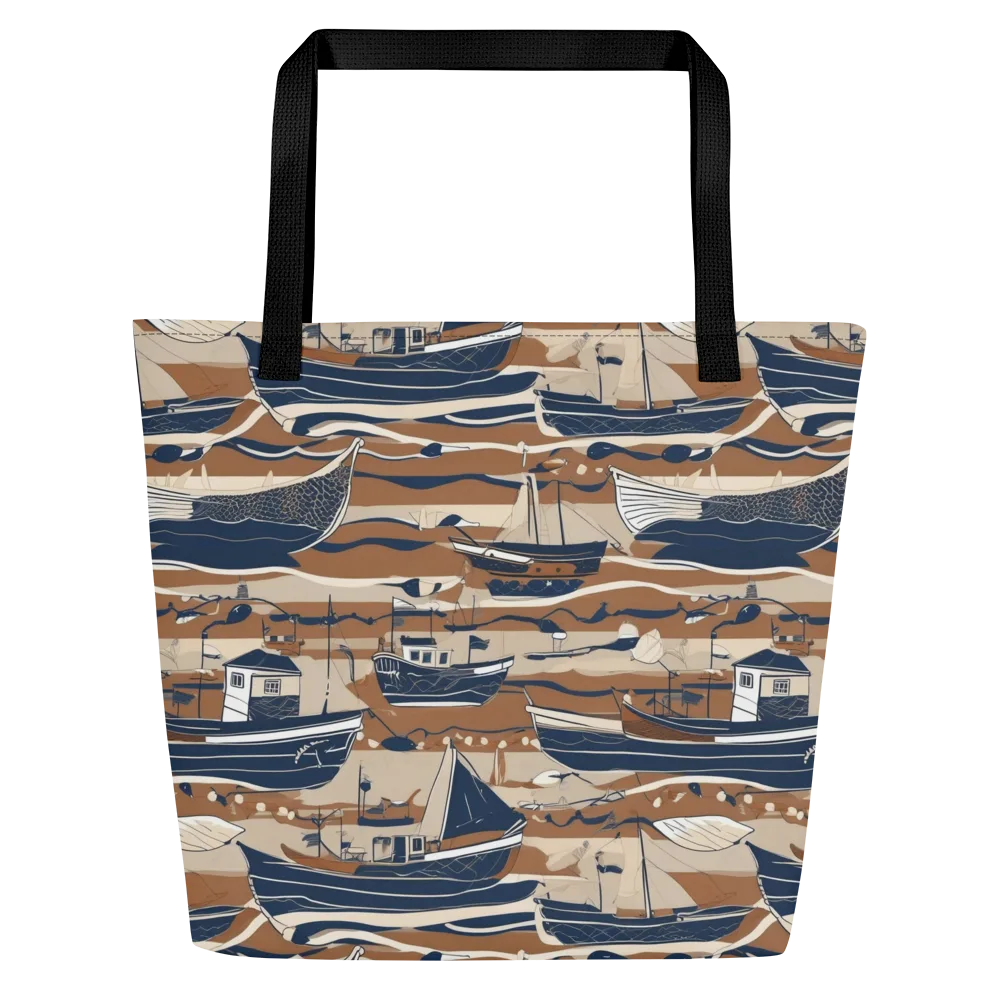 Harbor Blue on Large Tote Bag W/ Pocket — Front