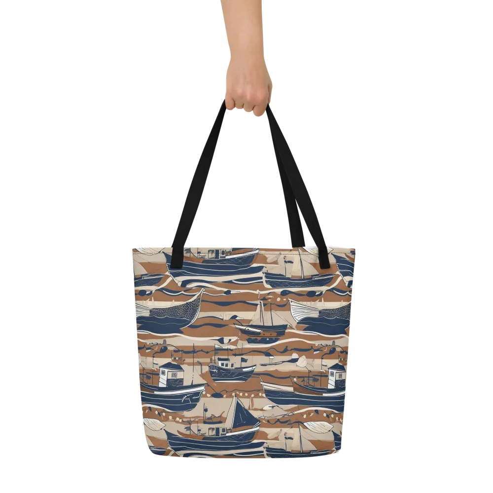 Harbor Blue on Large Tote Bag W/ Pocket — Front