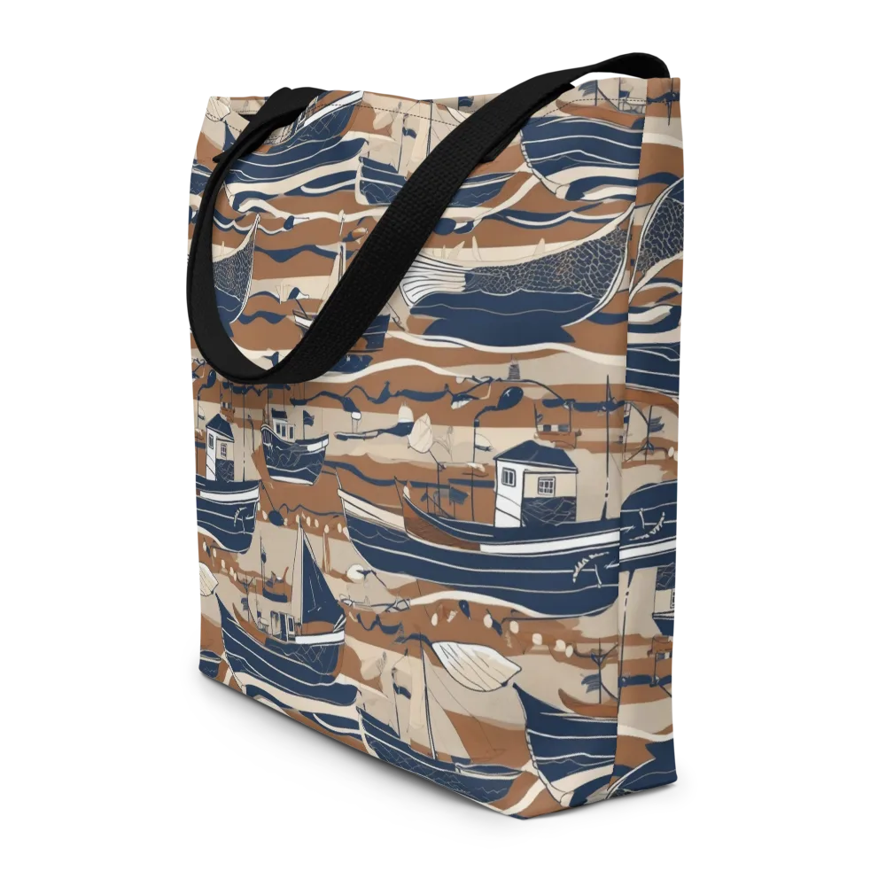 Harbor Blue on Large Tote Bag W/ Pocket — Front