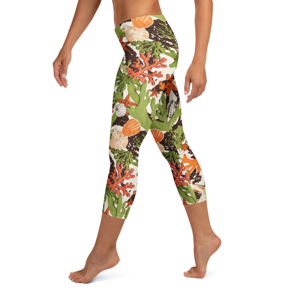 Tidepool Garden on Capri Leggings — Left