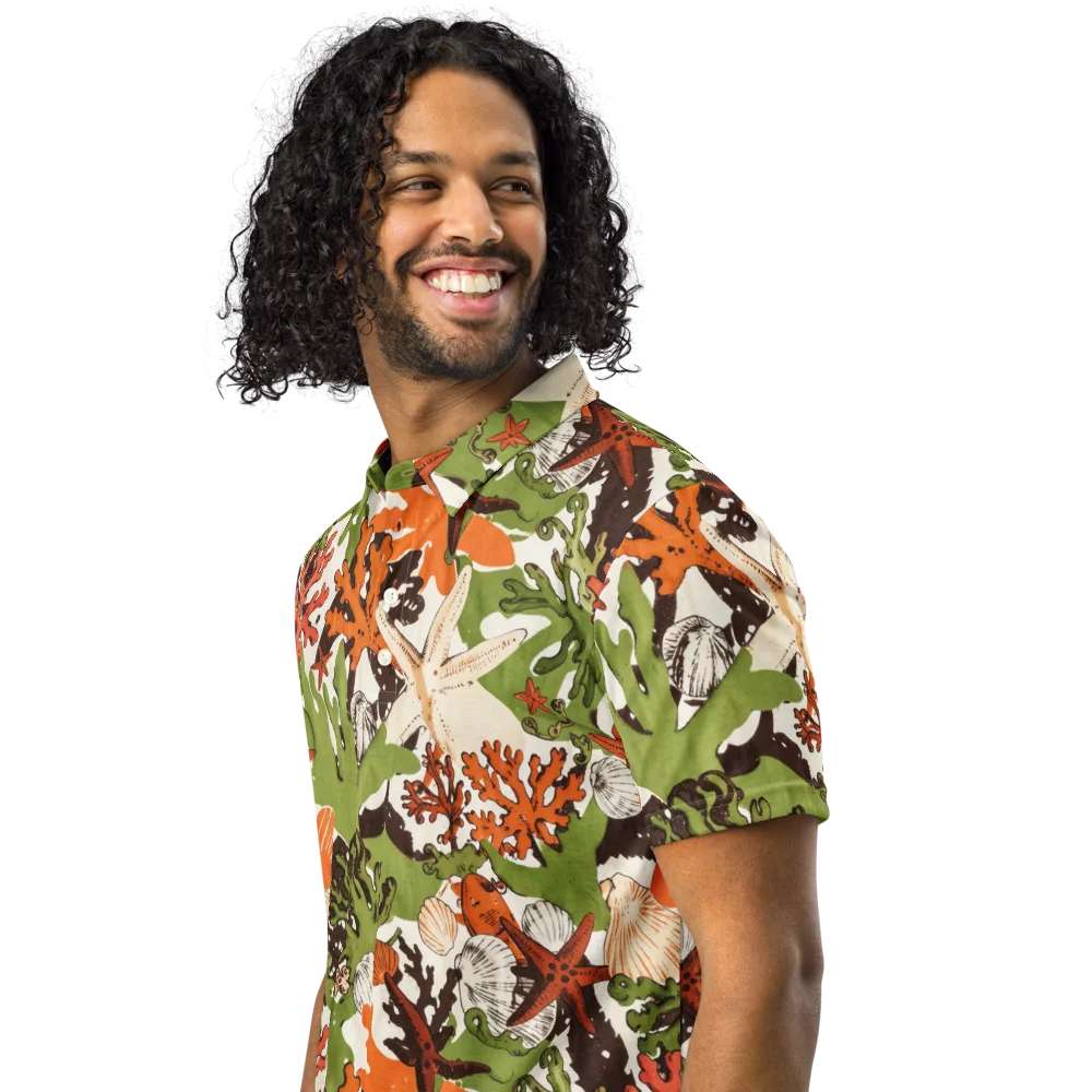Tidepool Garden on Men's Slim Fit Polo Shirt — Left Front