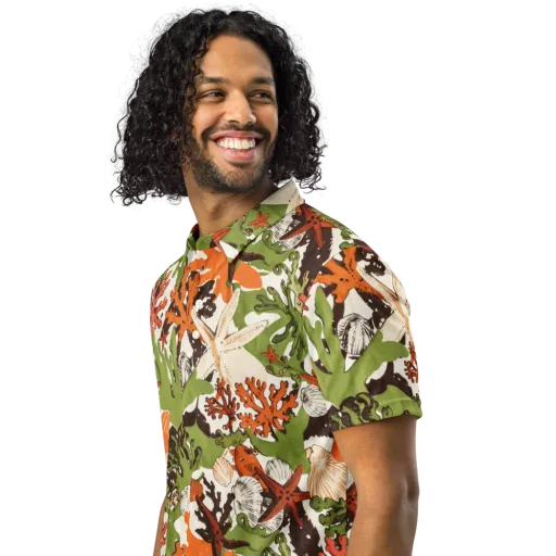 Tidepool Garden on a Men's Slim Fit Polo Shirt
