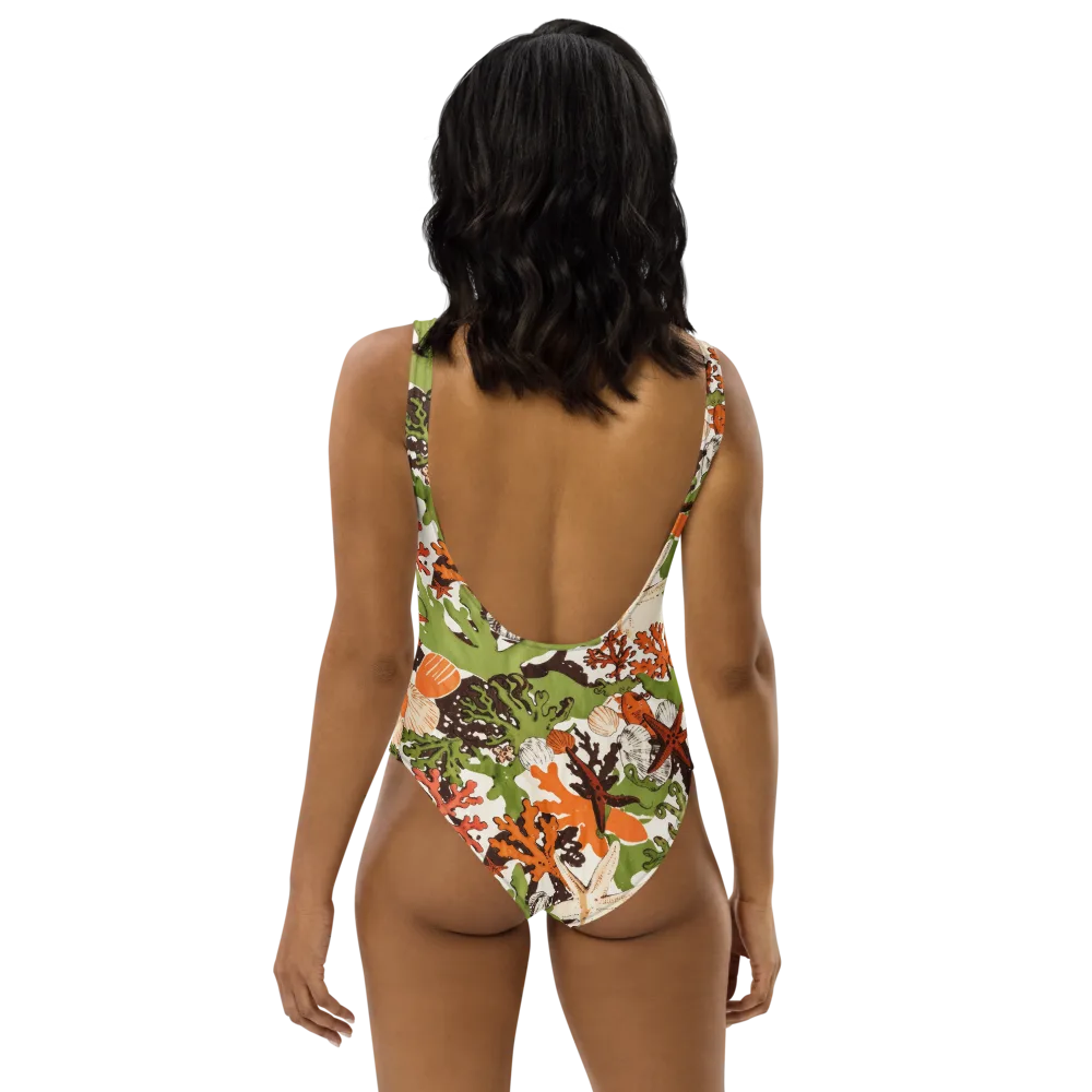 Tidepool Garden on One-Piece Swimsuit — Back
