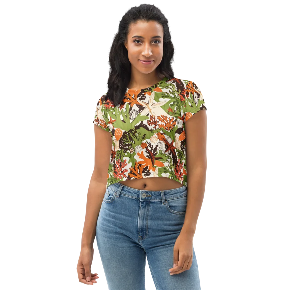 Tidepool Garden on Crop Tee — Front