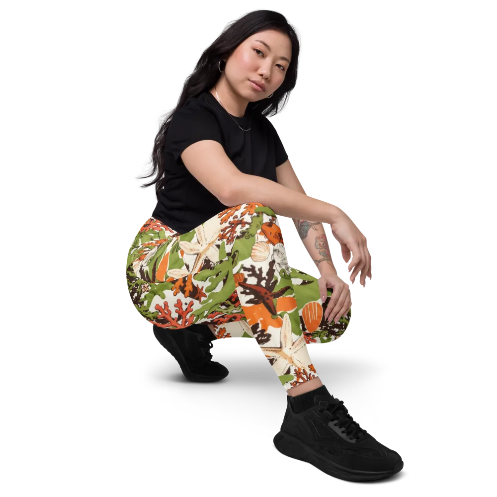 Tidepool Garden on Leggings with Pockets — Right Front