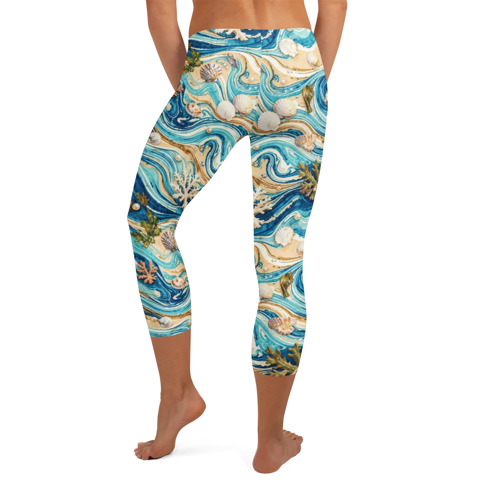 Azure Shoreline on Capri Leggings — Back