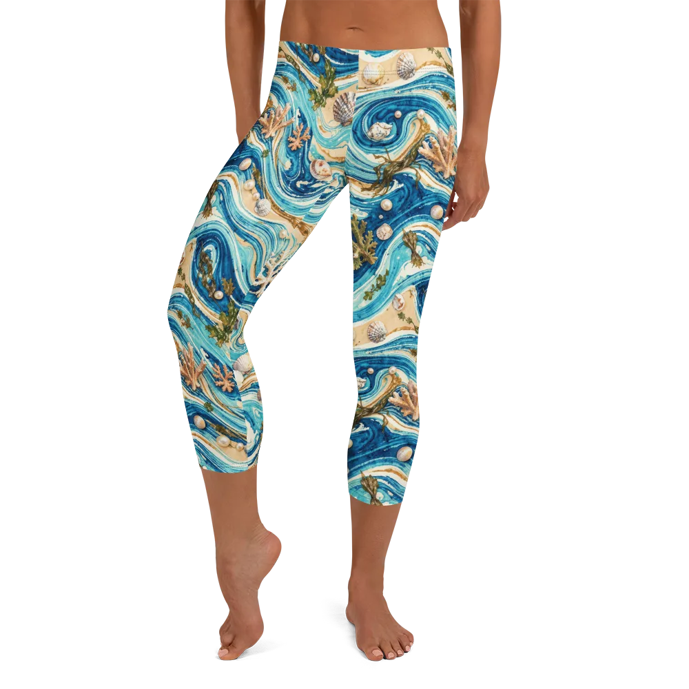 Azure Shoreline on Capri Leggings — Front