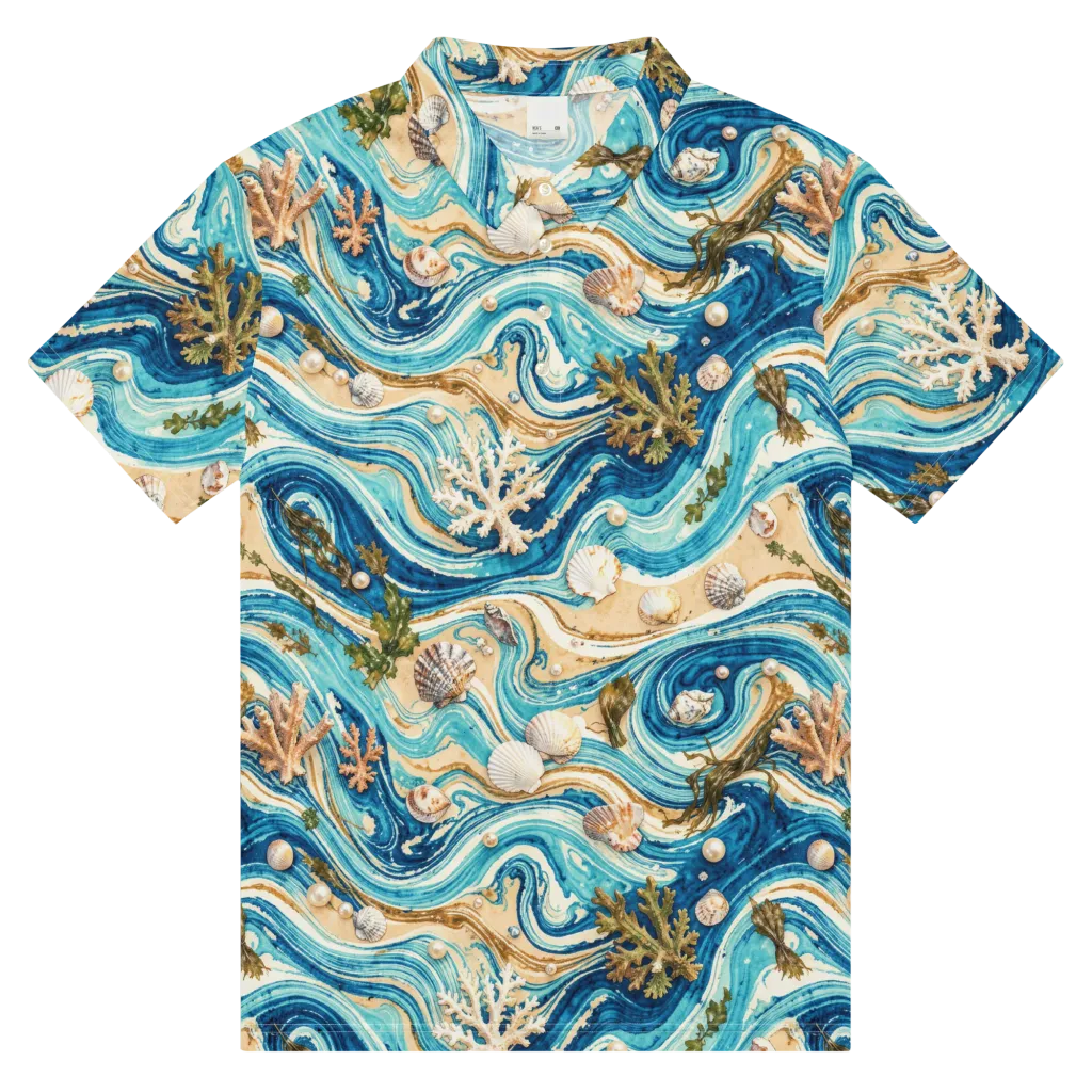 Azure Shoreline on Men's Slim Fit Polo Shirt — Front