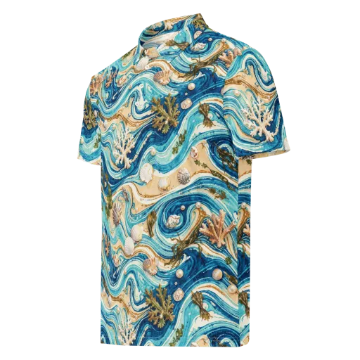 Azure Shoreline on a Men's Slim Fit Polo Shirt