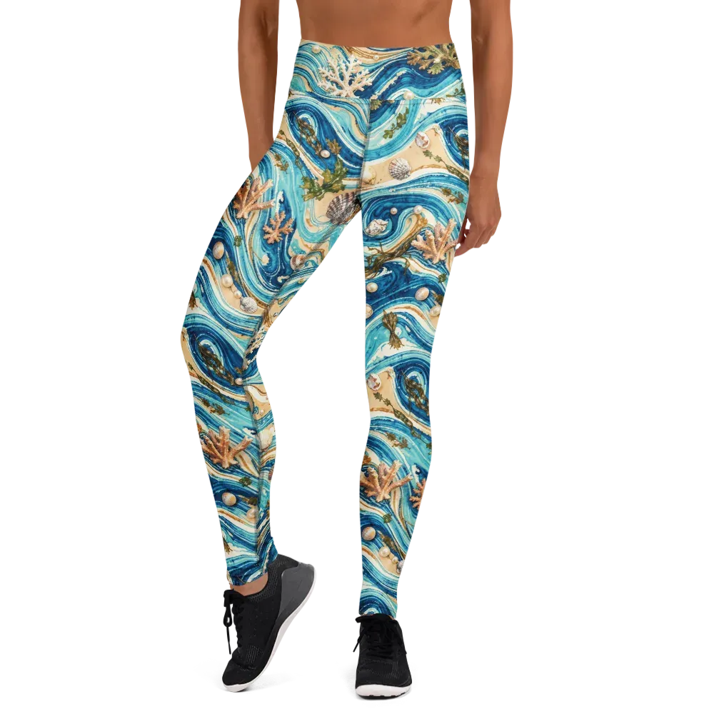 Azure Shoreline on Yoga Leggings — Front