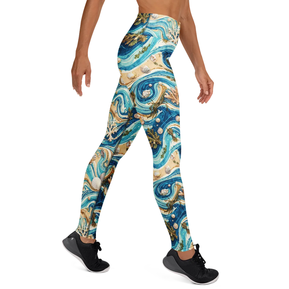 Azure Shoreline on Yoga Leggings — Right
