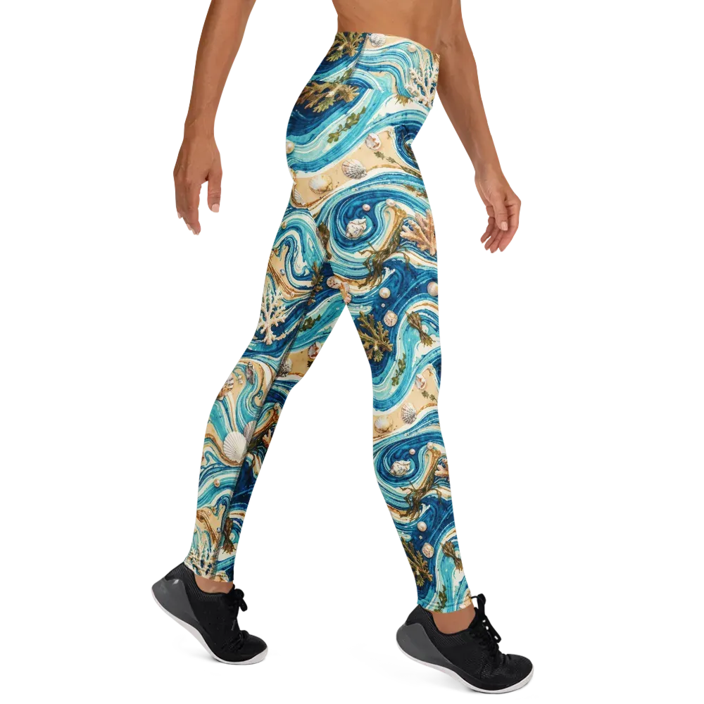 Azure Shoreline on Yoga Leggings — Right