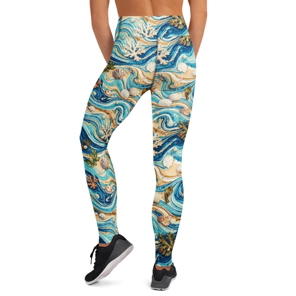 Azure Shoreline on Yoga Leggings — Back