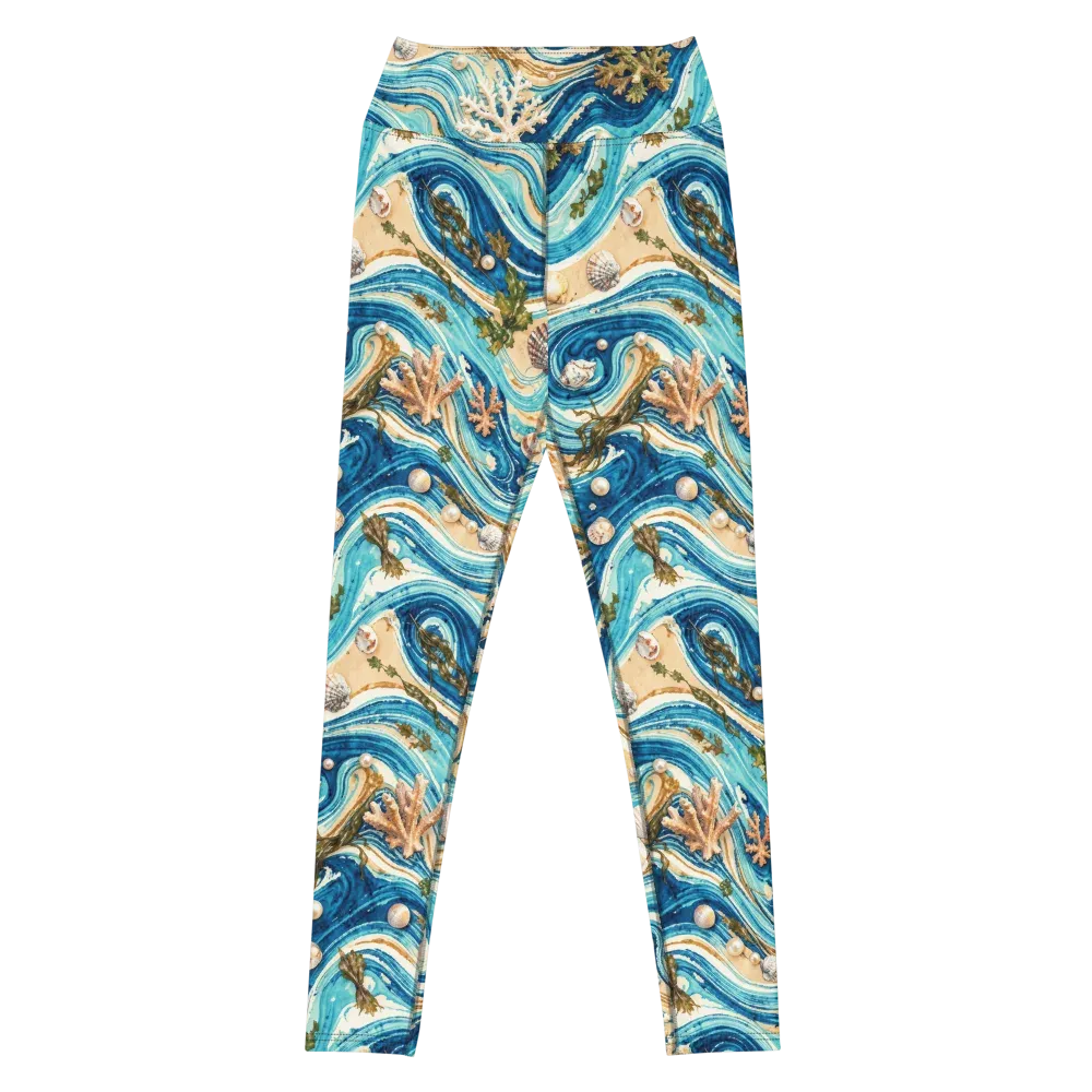 Azure Shoreline on Yoga Leggings — Front