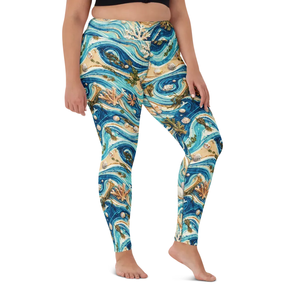 Azure Shoreline on Yoga Leggings — Front