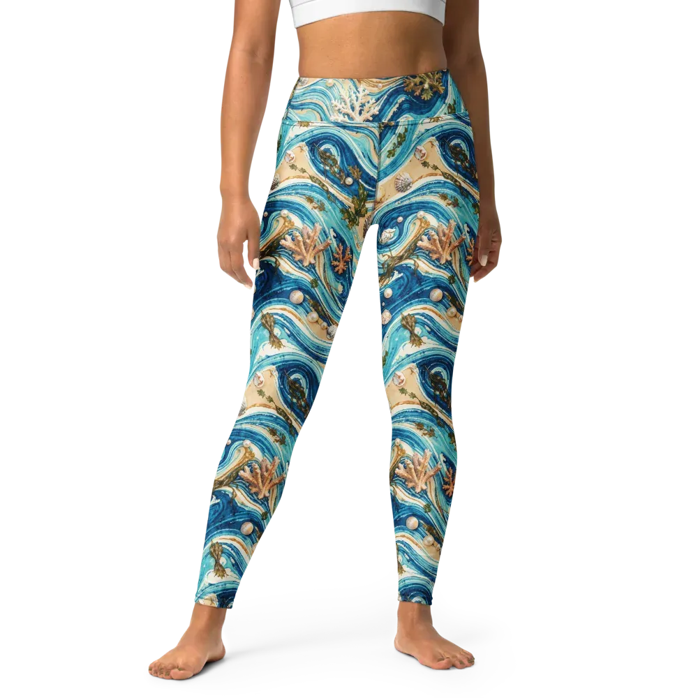 Azure Shoreline on Yoga Leggings — Front