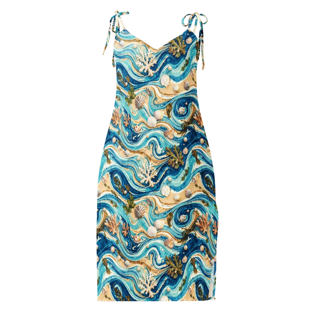 Azure Shoreline on Slip Dress — Front