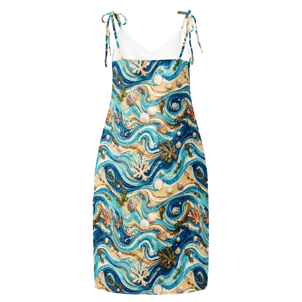 Azure Shoreline on Slip Dress — Back