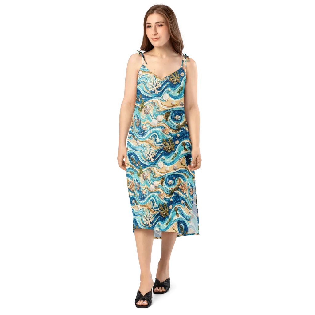 Azure Shoreline on Slip Dress — Front