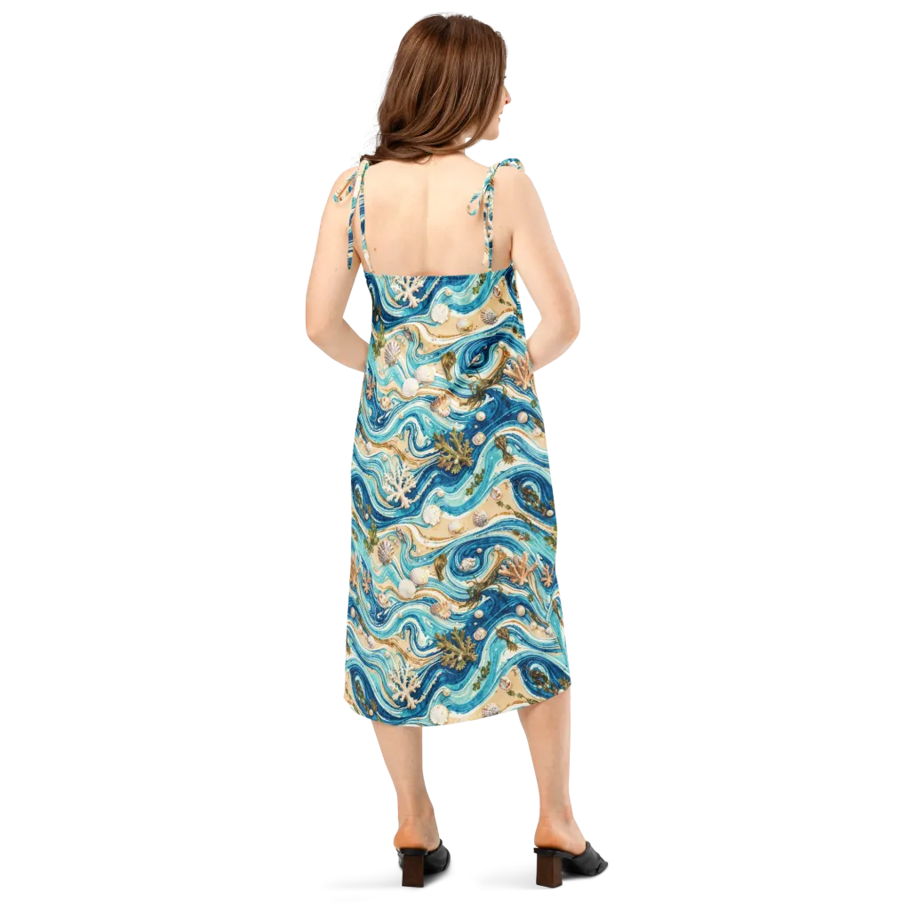 Azure Shoreline on Slip Dress — Back