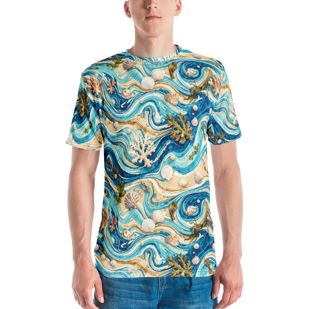 Azure Shoreline on Men's Crew Neck T-Shirt — Front
