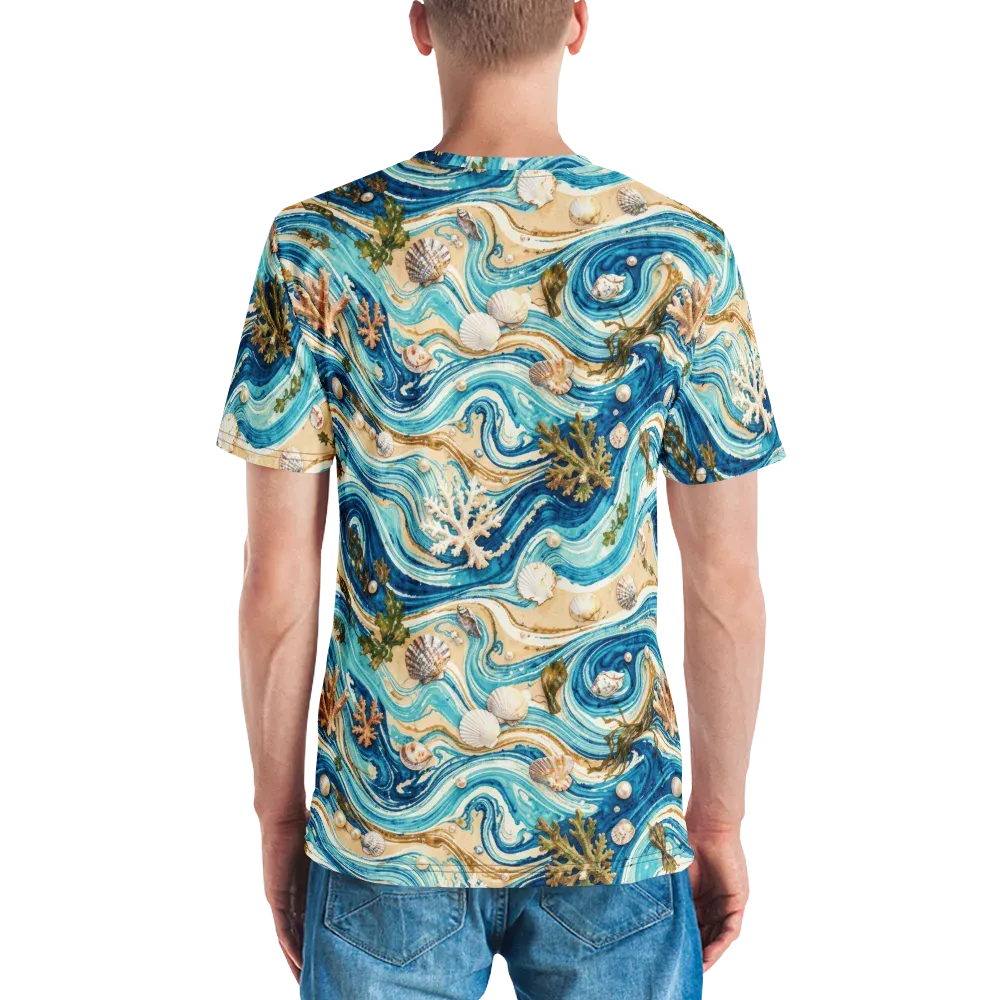 Azure Shoreline on Men's Crew Neck T-Shirt — Back