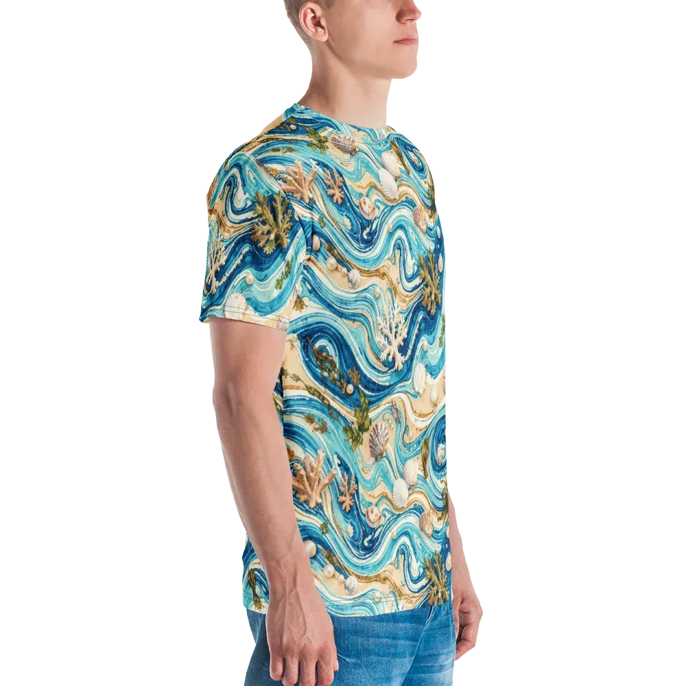 Azure Shoreline on Men's Crew Neck T-Shirt — Right
