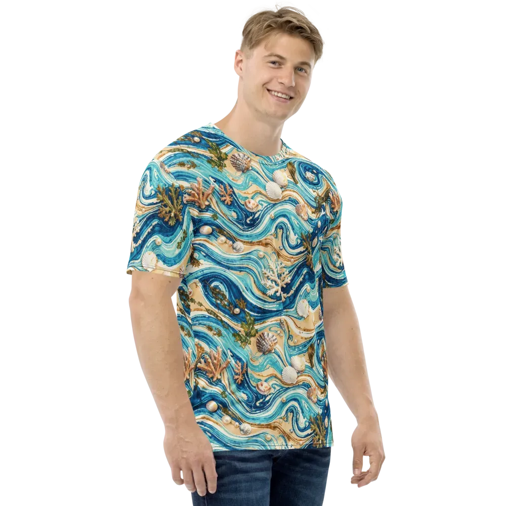 Azure Shoreline on Men's Crew Neck T-Shirt — Right
