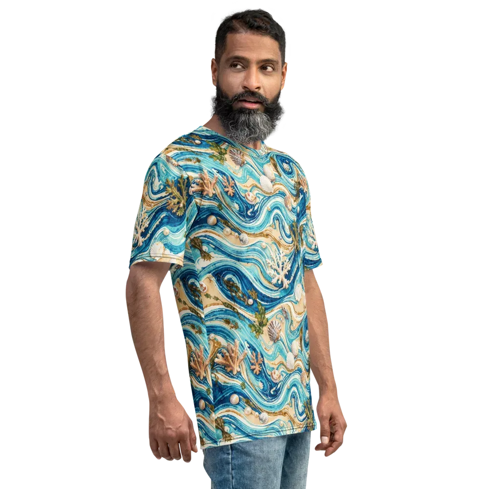 Azure Shoreline on Men's Crew Neck T-Shirt — Right
