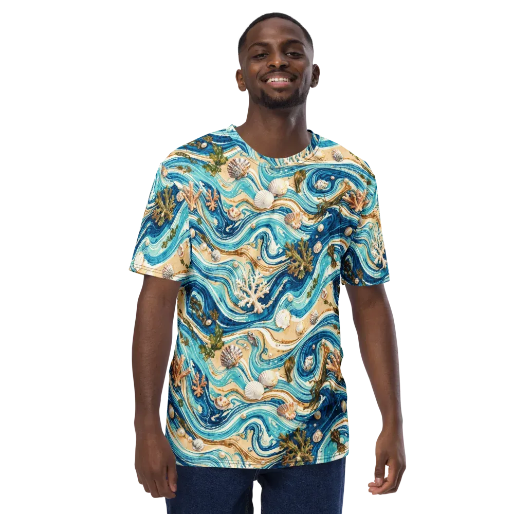 Azure Shoreline on Men's Crew Neck T-Shirt — Front