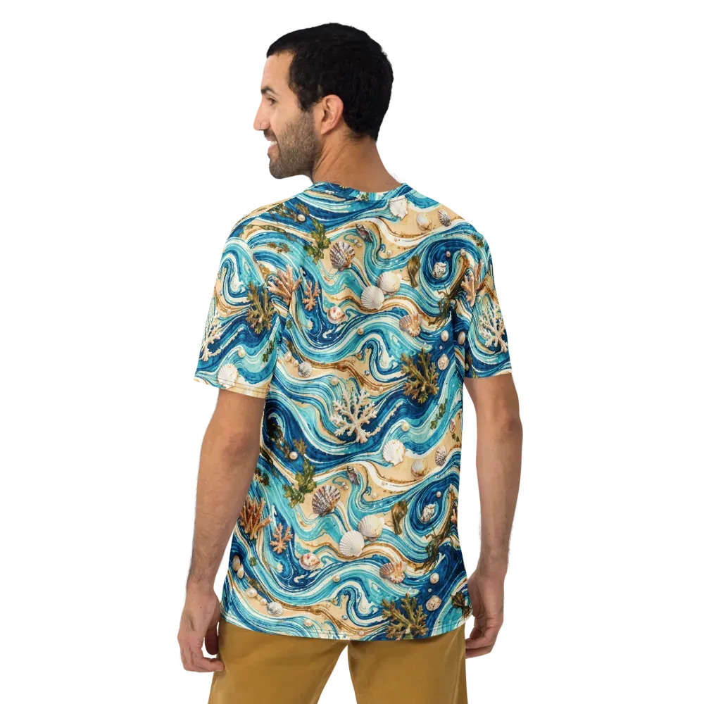 Azure Shoreline on Men's Crew Neck T-Shirt — Back