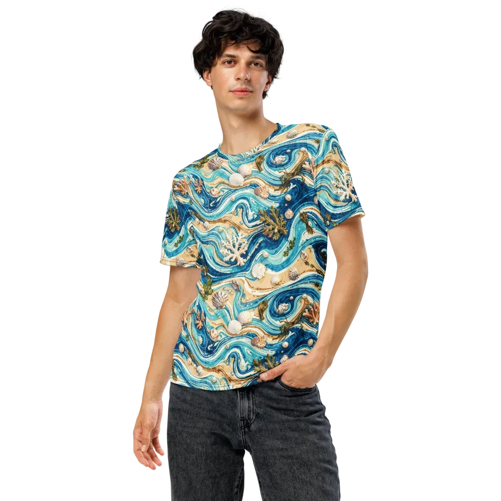 Azure Shoreline on Men's Crew Neck T-Shirt — Front