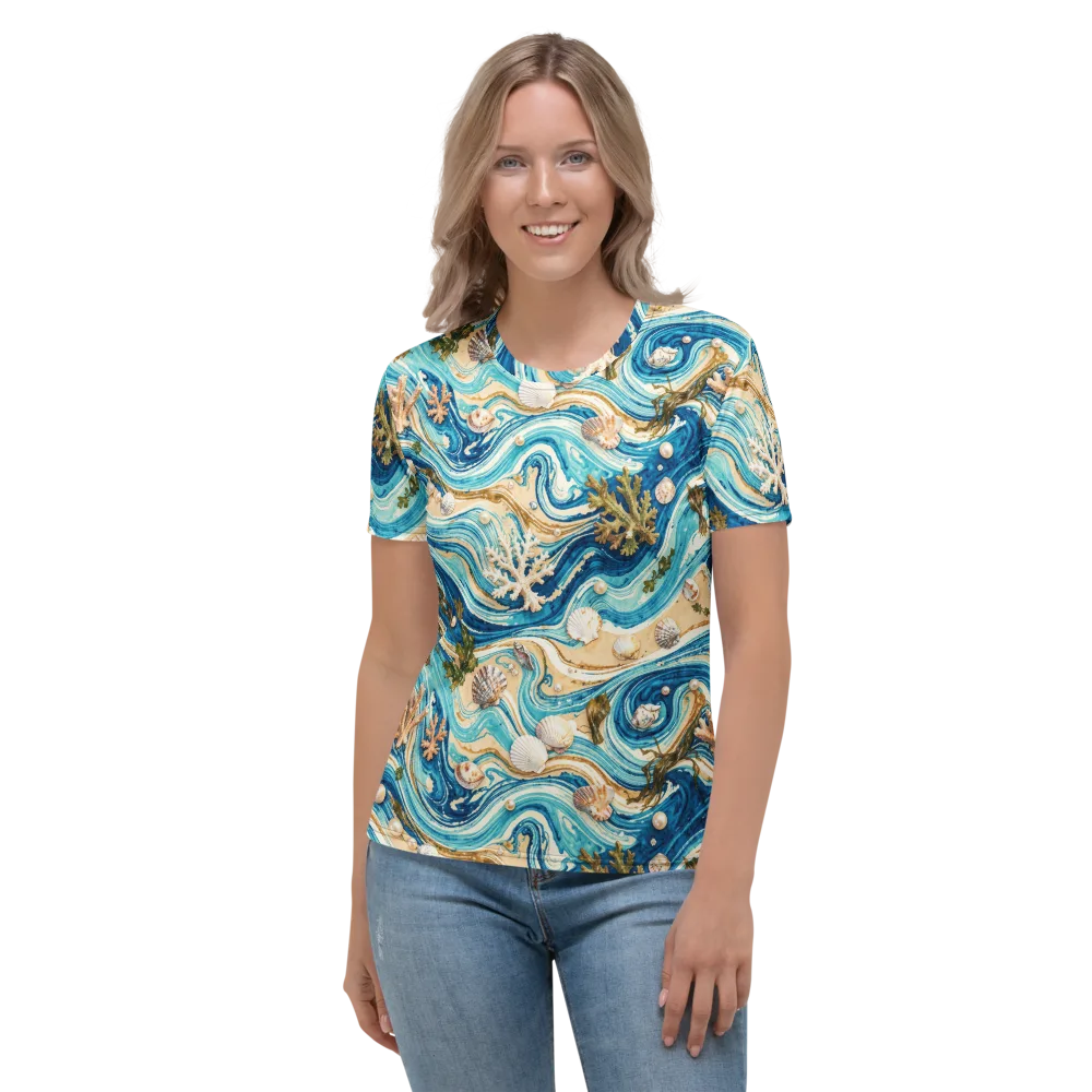 Azure Shoreline on Women's Crew Neck T-Shirt — Front