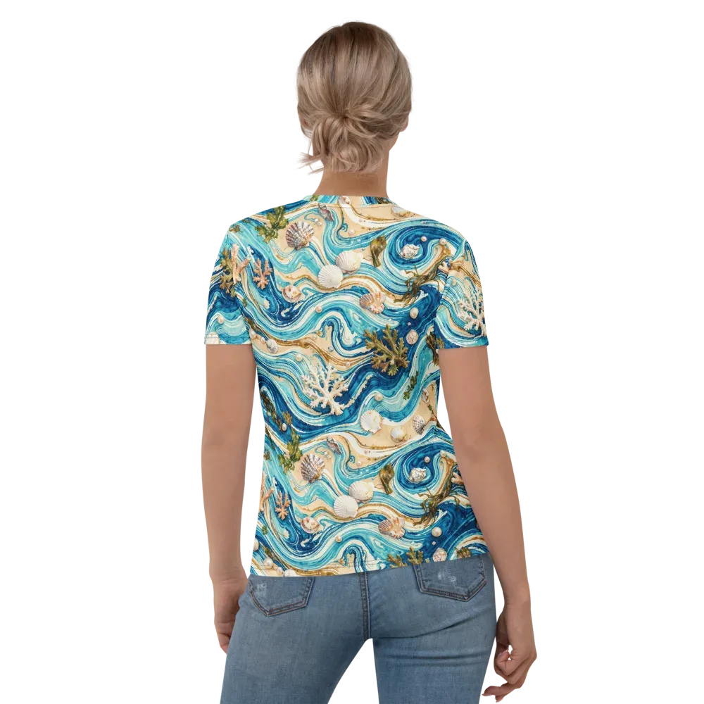 Azure Shoreline on Women's Crew Neck T-Shirt — Back