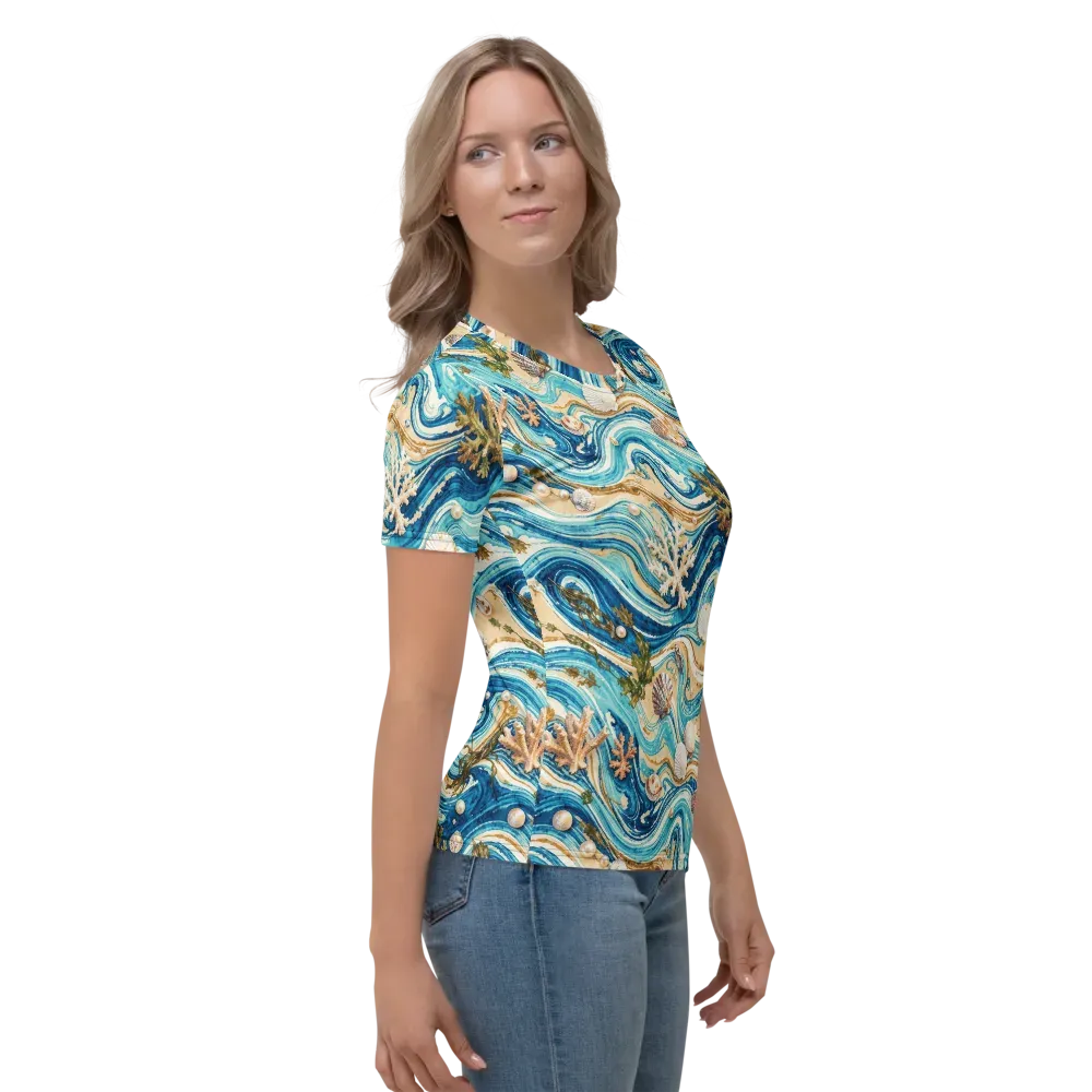Azure Shoreline on Women's Crew Neck T-Shirt — Right