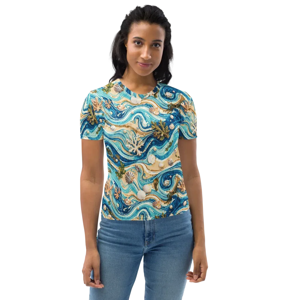 Azure Shoreline on Women's Crew Neck T-Shirt — Front