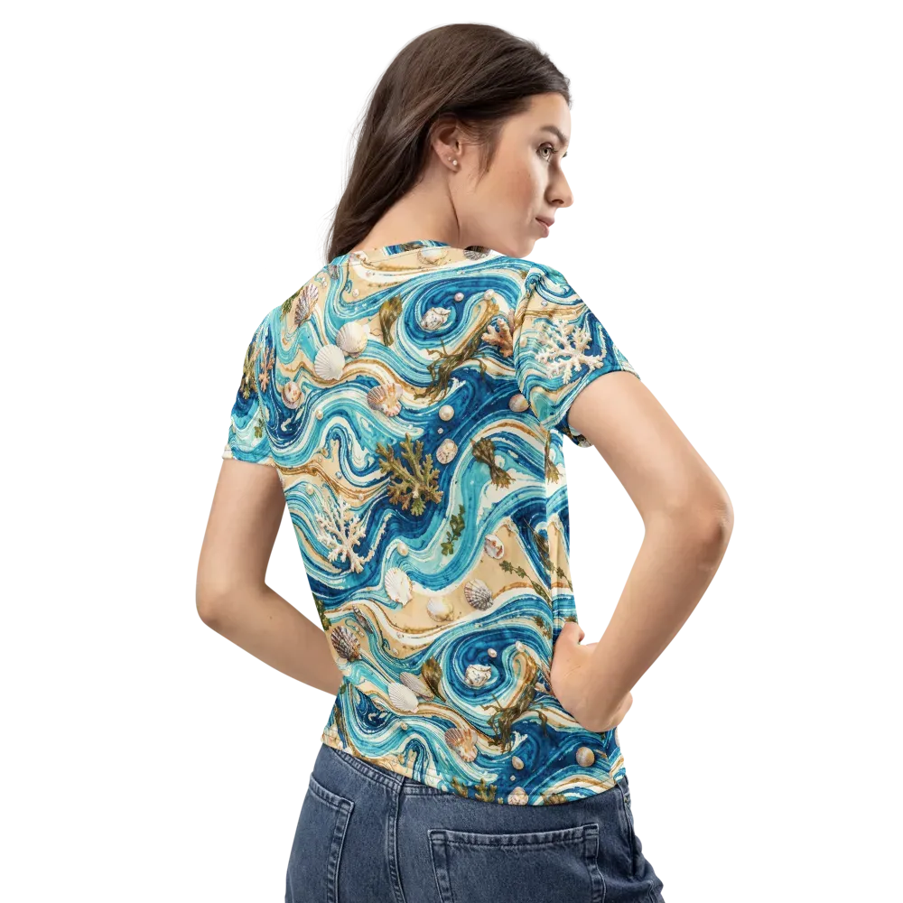 Azure Shoreline on Women's Crew Neck T-Shirt — Back