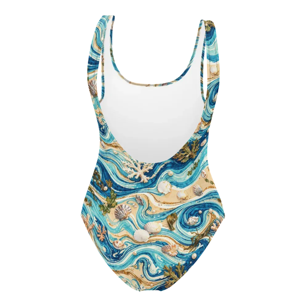 Azure Shoreline on One-Piece Swimsuit — Back