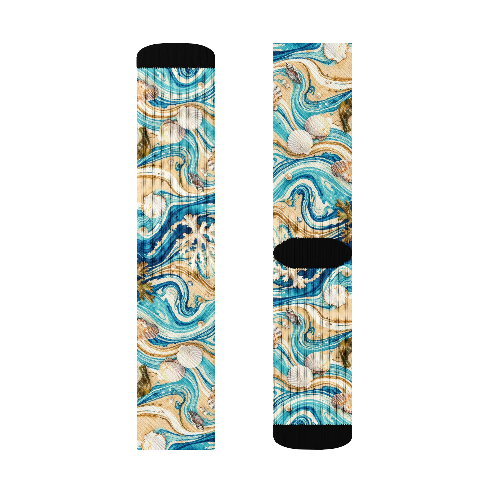 Azure Shoreline on Socks — Left Sock