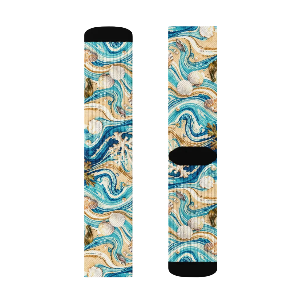 Azure Shoreline on Socks — Right Sock