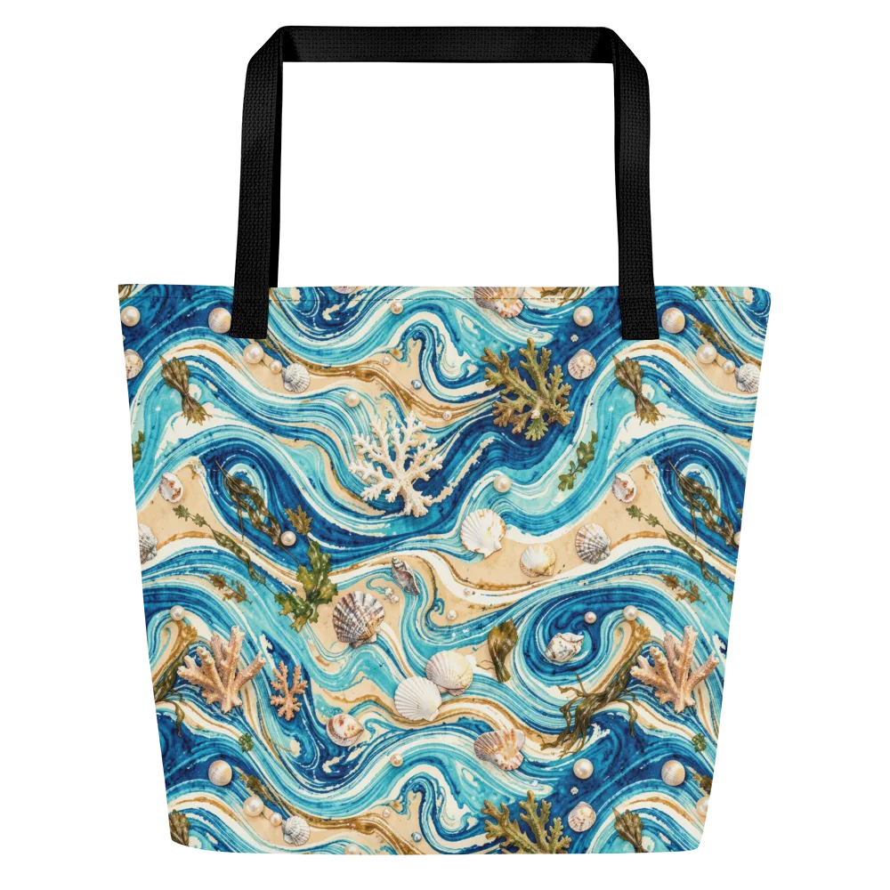 Azure Shoreline on Large Tote Bag W/ Pocket — Front