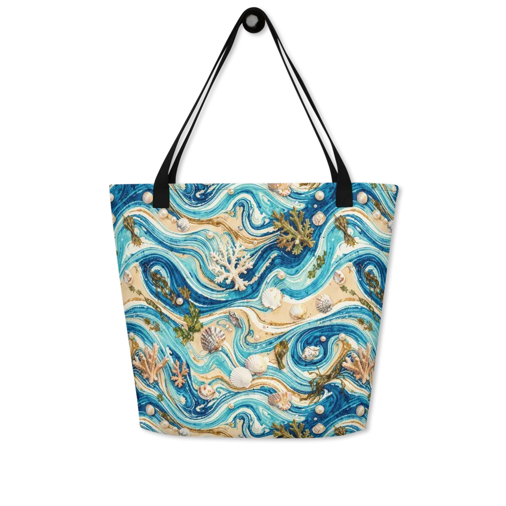 Azure Shoreline on Large Tote Bag W/ Pocket — Front