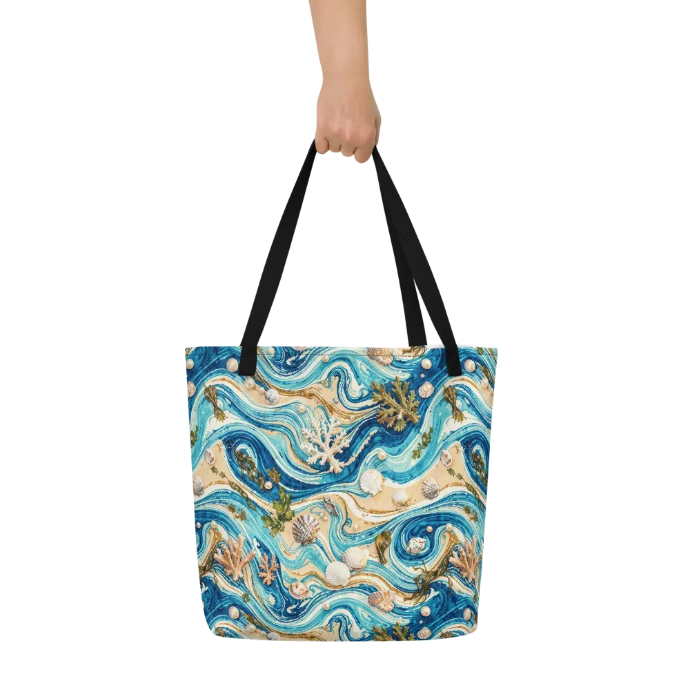 Azure Shoreline on Large Tote Bag W/ Pocket — Front