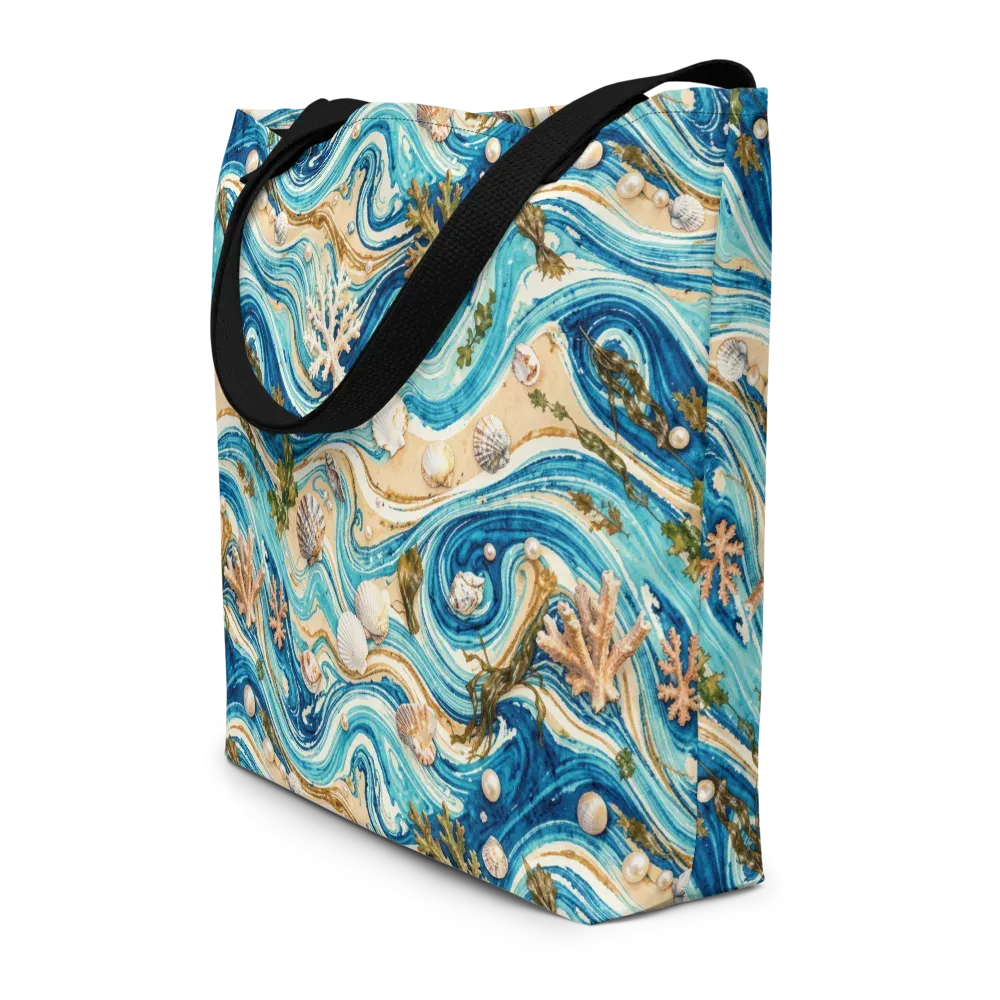Azure Shoreline on Large Tote Bag W/ Pocket — Front