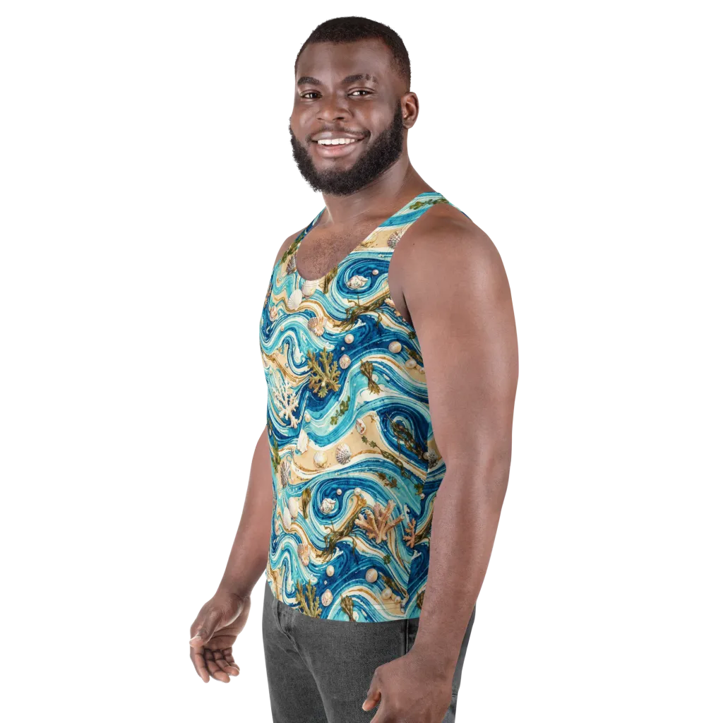 Azure Shoreline on Men's Tank Top — Left Front