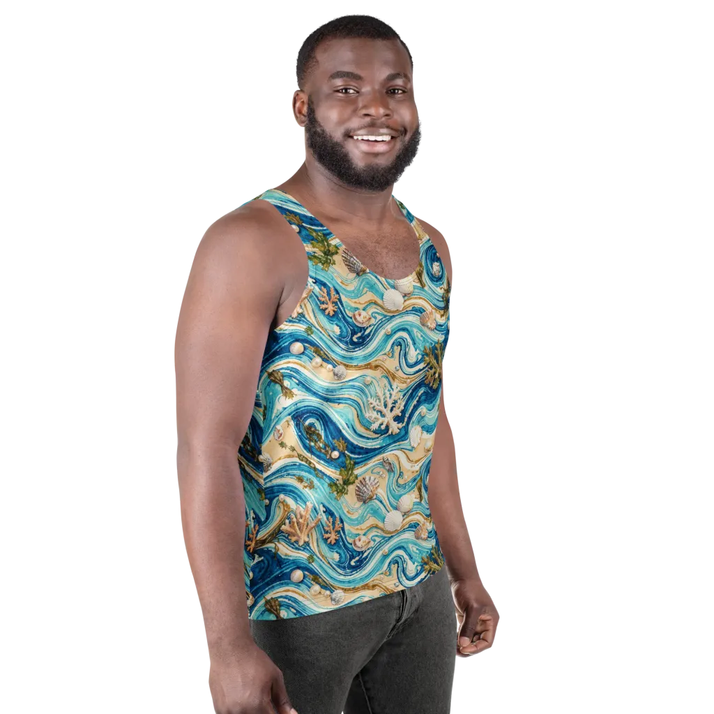 Azure Shoreline on Men's Tank Top — Right Front