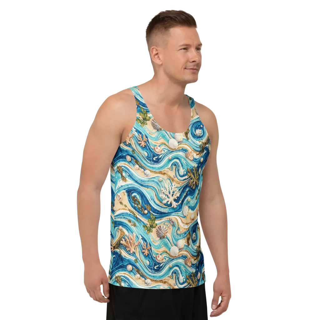 Azure Shoreline on Men's Tank Top — Right Front