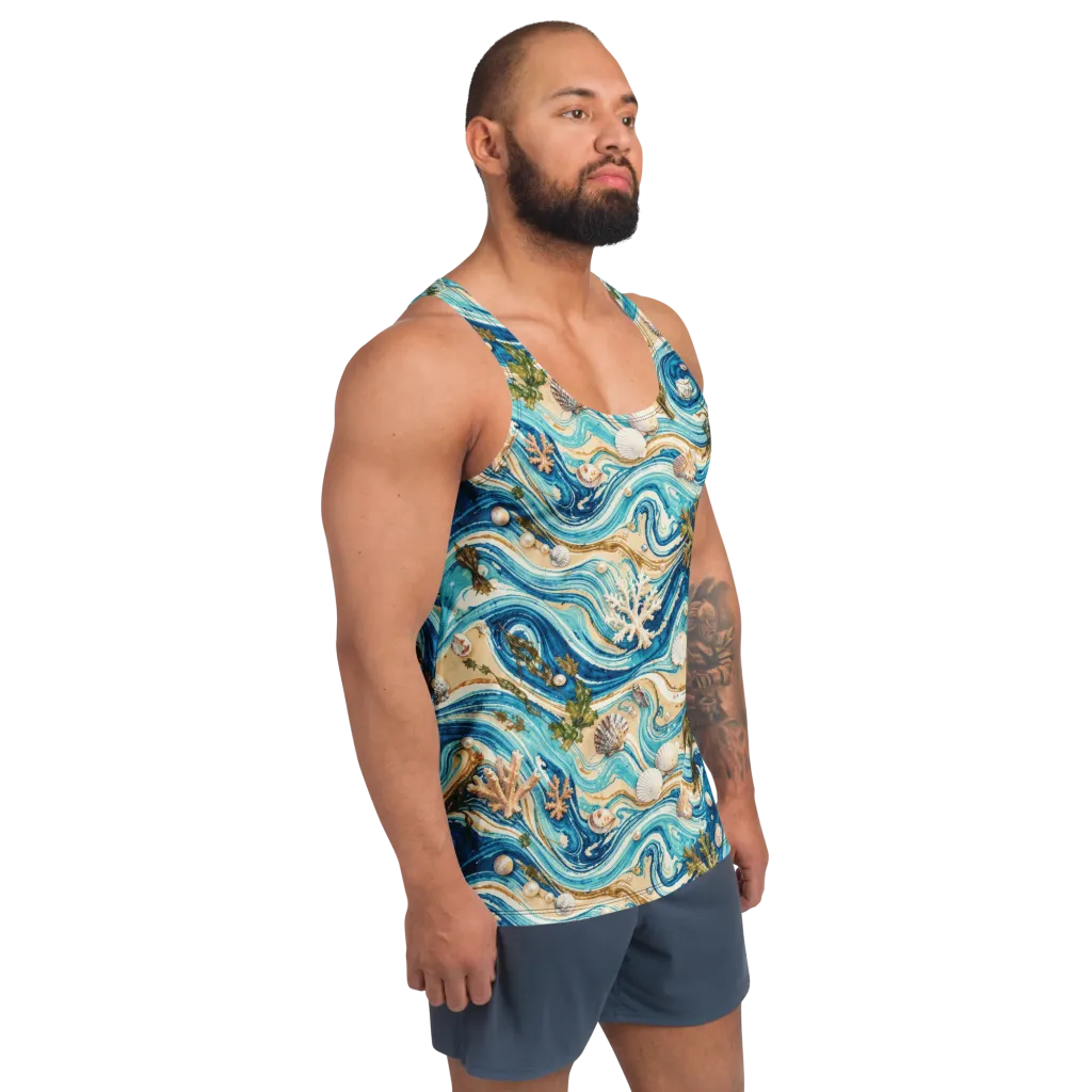 Azure Shoreline on Men's Tank Top — Right Front