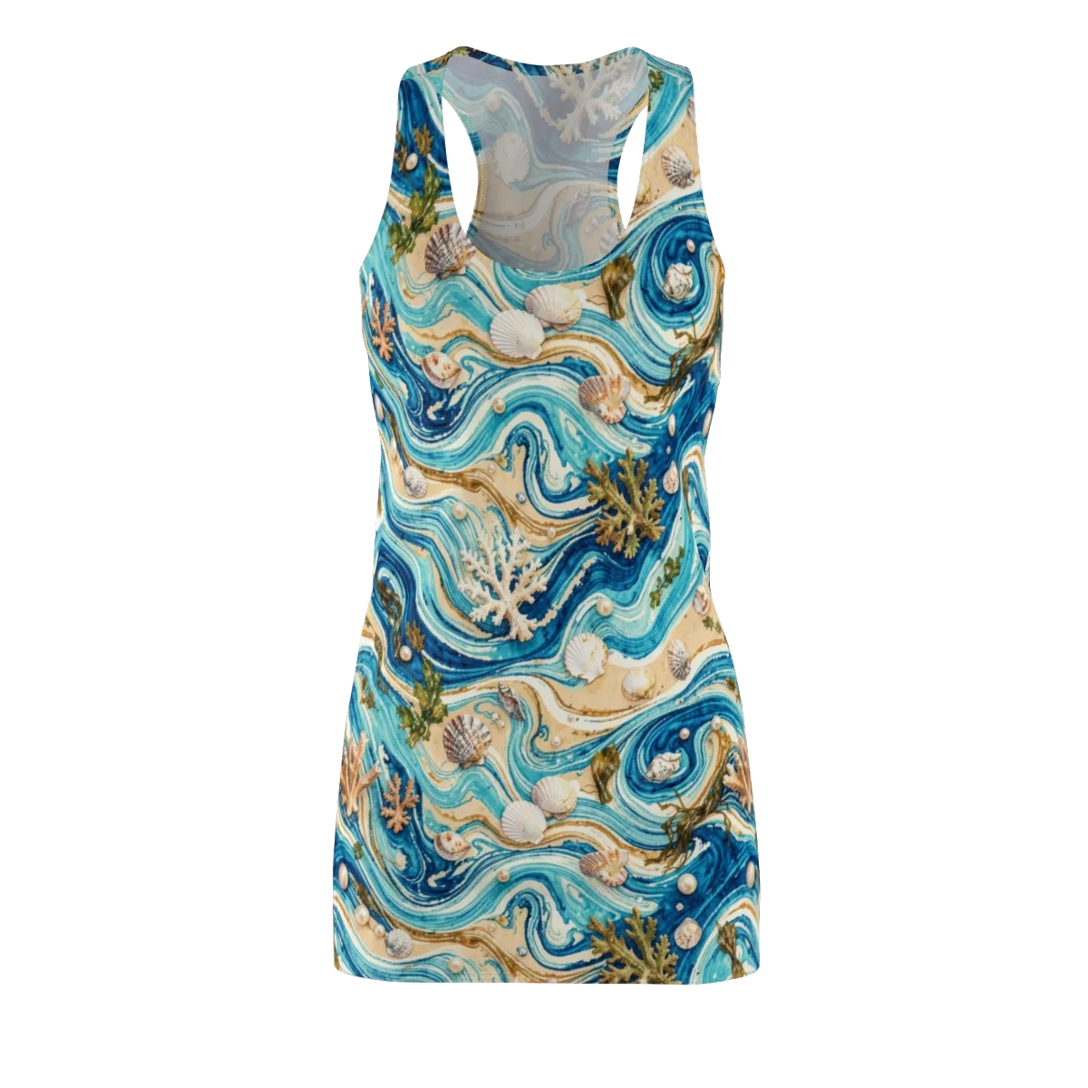 Azure Shoreline on Racerback Dress — Front